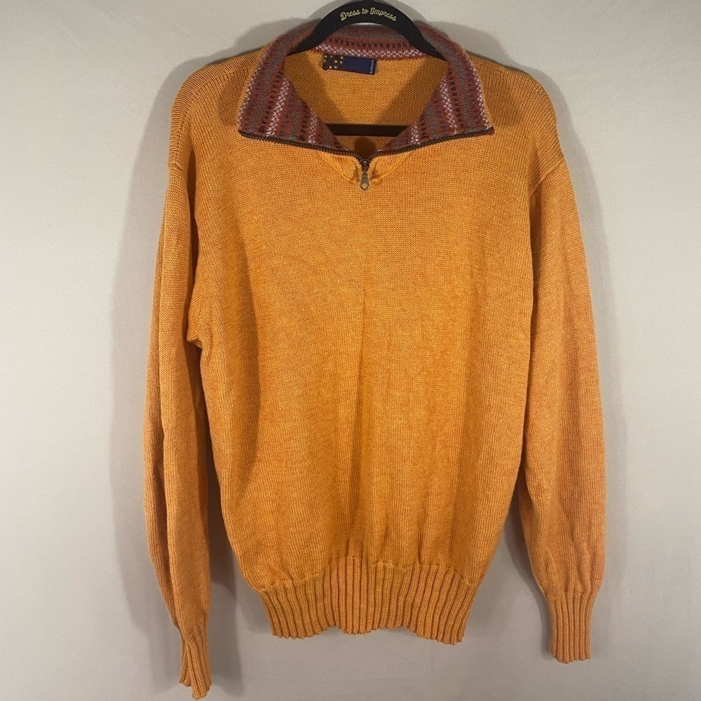 𝅺ANKANA Merino Wool and Lama Blend Gorpcore Pull Over Sweater in Orange Size M